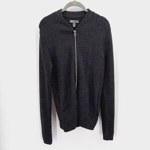 ASOS Men's Full Zip Sweater Charcoal Gray Size Small slim fit classic Warm